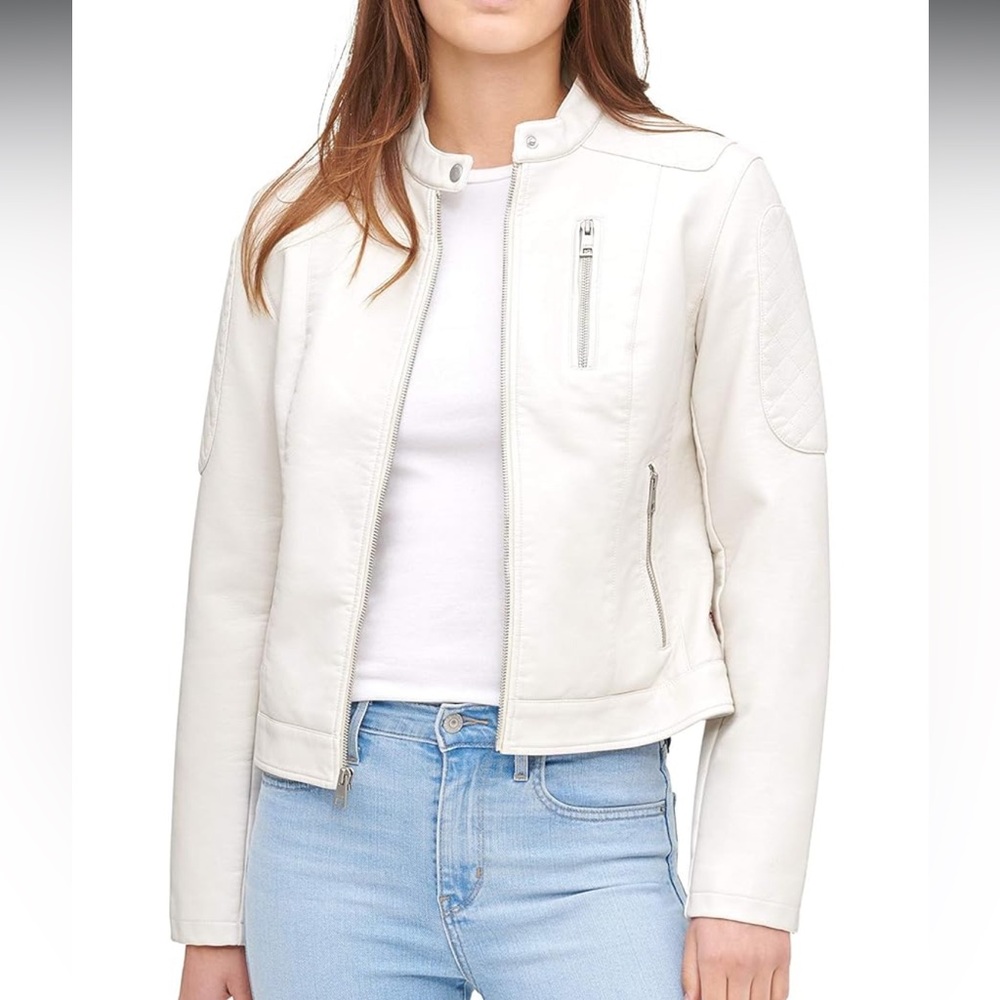 NWT Levi's White faux Leather Jacket